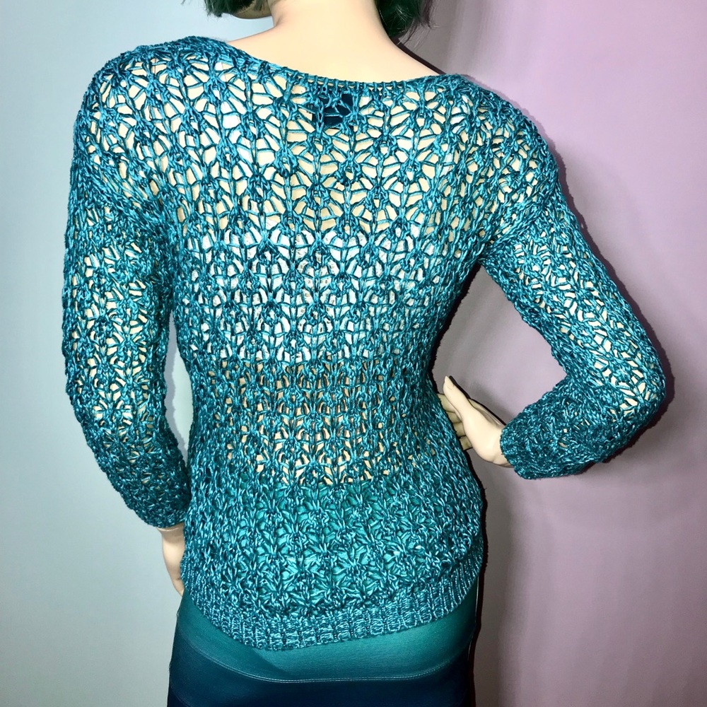 BERSHKA • Macramé Turquoise Sweater / (S/26) - Picture 5 of 8